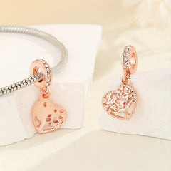 Rose Golden Alloy Heart Tree Pendant DIY Charms Supplies Jewelry