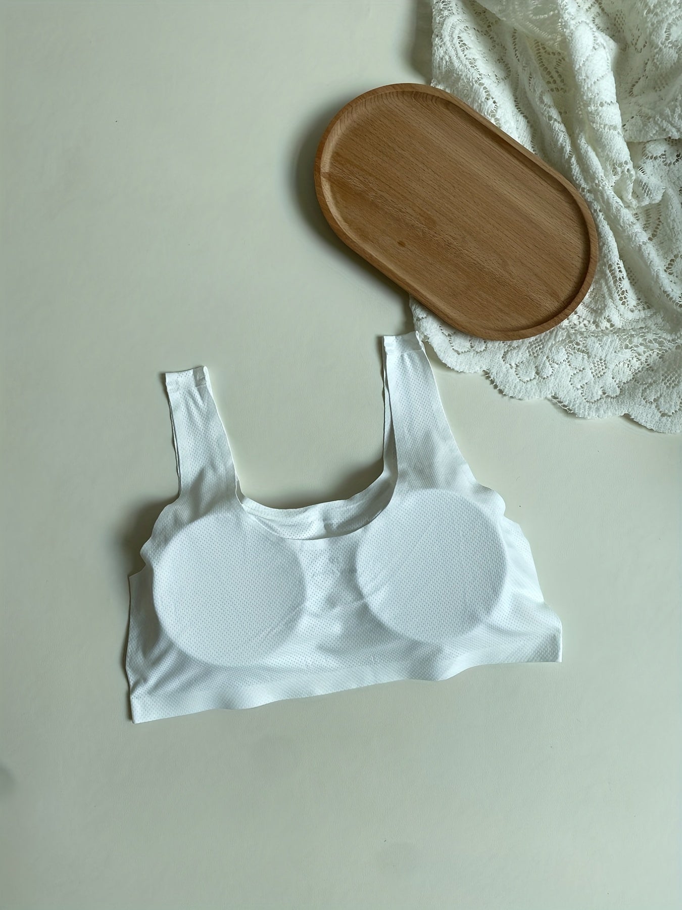 Sports Bra Solid Breathable Padded Round Neck Fitness Bra