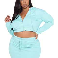 Sexy 2 Piece Set: Crop Hoodie & Mini Skirt