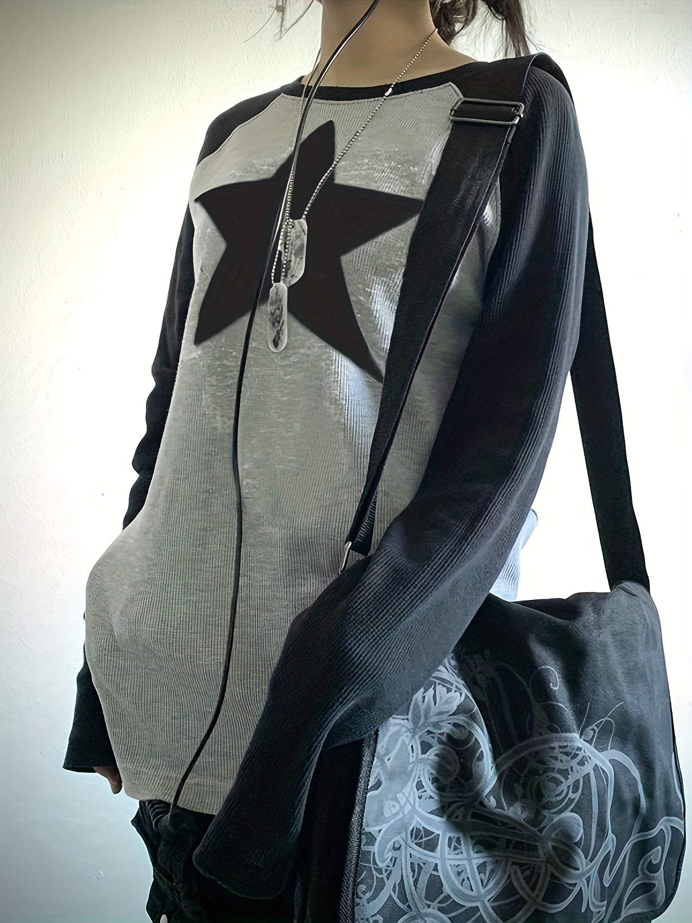 Retro Pentagram Print Long Sleeve Casual Sports T Shirt