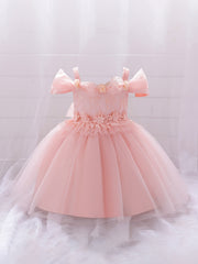 Princess Floral Mesh Puffy Dress Girls Birthday Formal Dress