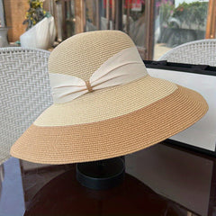 Vintage Wide Brim Sunscreen Straw Hat for Summer Travel