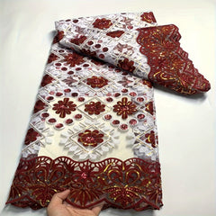 African Sequins Net French Lace Fabrics for Wedding Party Dress