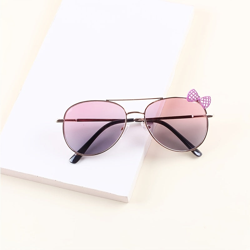 Girls Bow Metal Frame Decorative Sunglasses for Party Travel