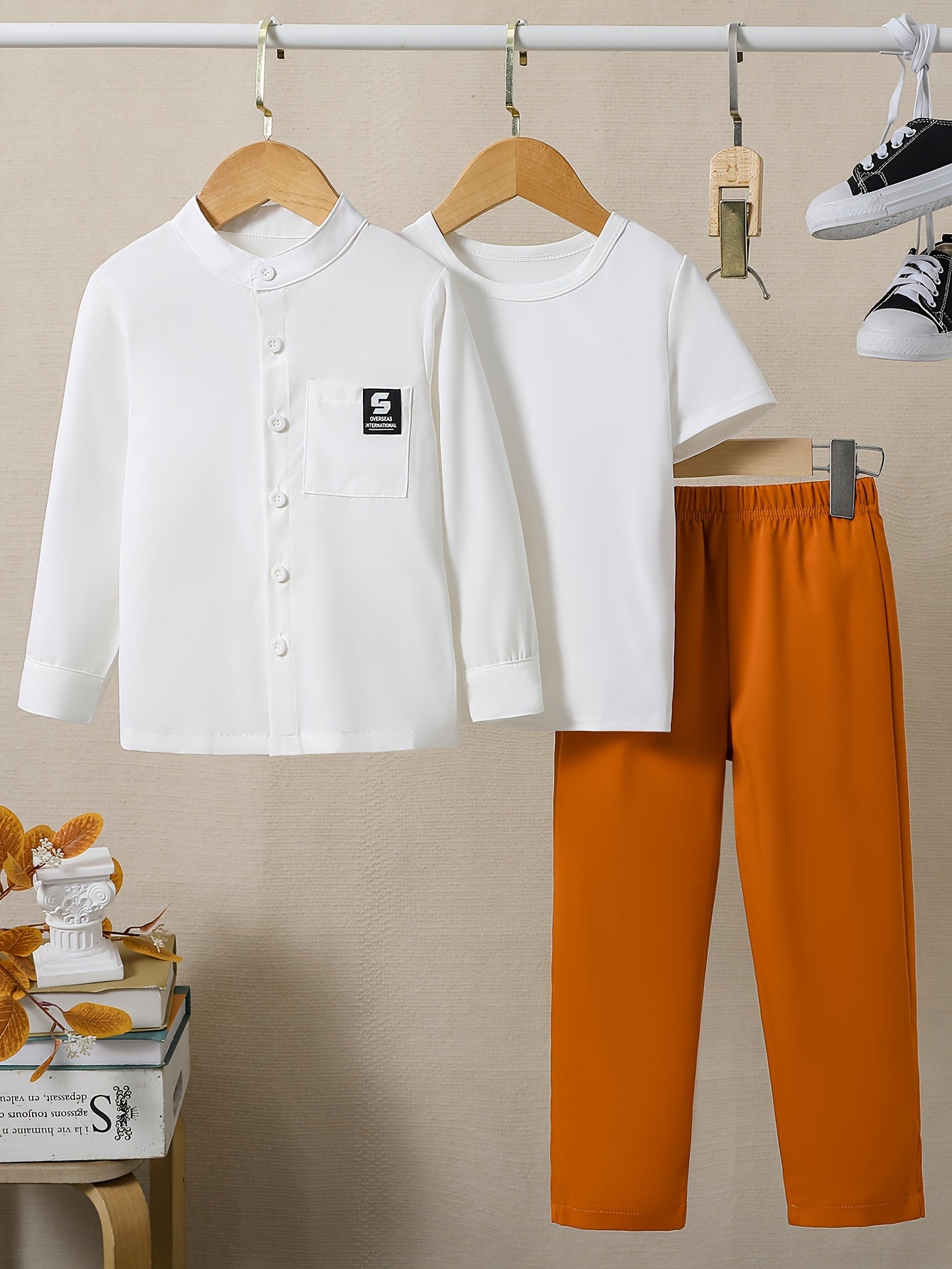 Toddler Boy's 3pcs Shirt & T-shirt & Pants Set Clash Casual Outfits