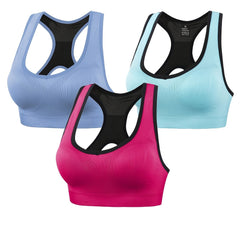 3pcs Racerback Sports Bras Push Up Bralette & Training Tank Bra
