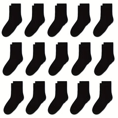 15 Pairs Boys Kids Crew Socks Breathable Casual Plain Children's Socks