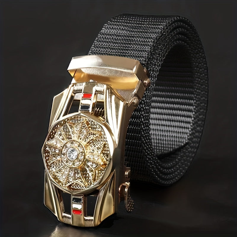 Men's Automatic Buckle Rotatable Nylon Canvas Casual Belt