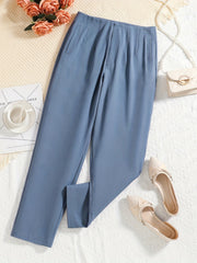Straight Leg Trouser Solid Casual Pants Women's Clothing