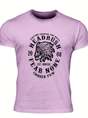 Men's Fear None Print T-shirt Crew Neck Tee