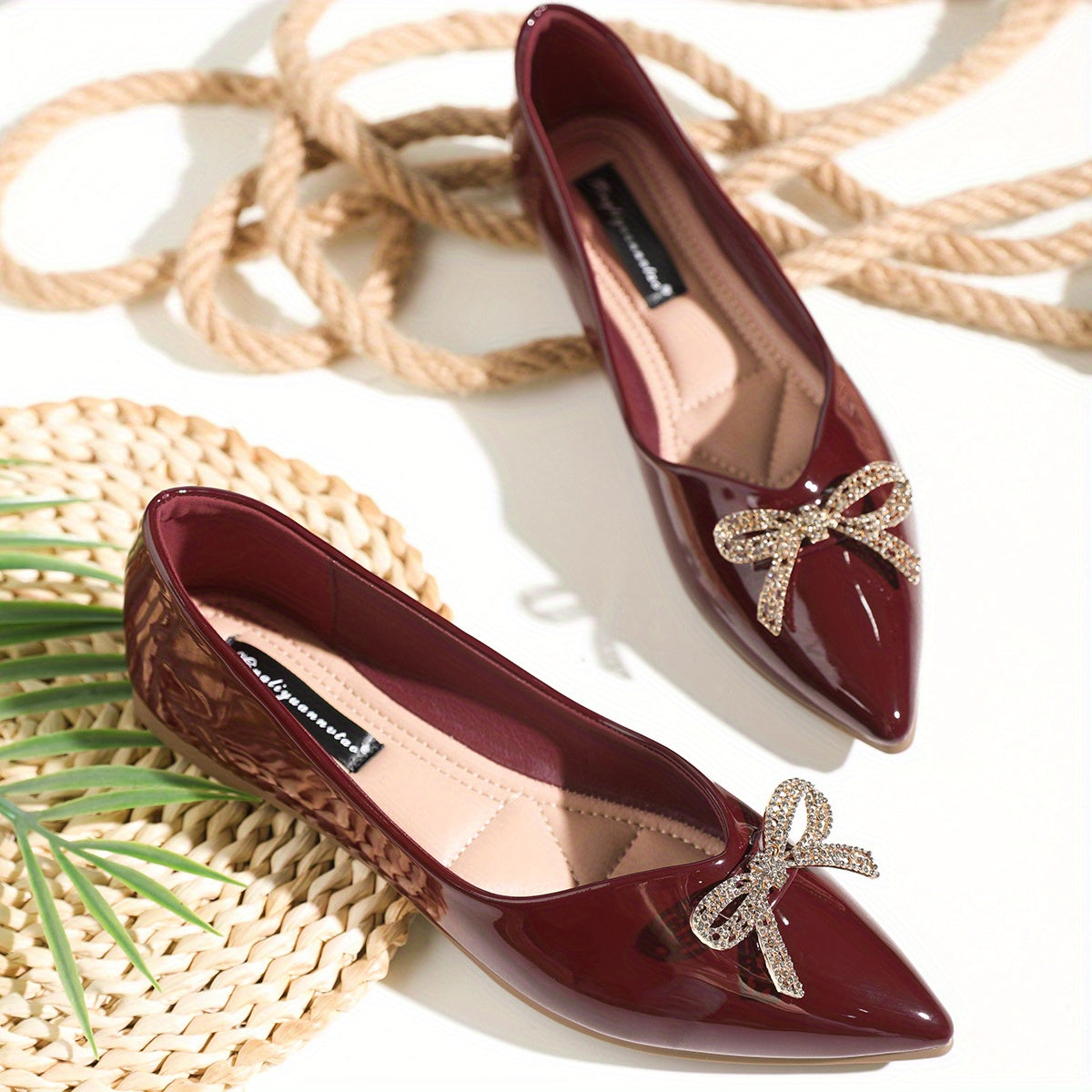 Women's Rhinestone & Bowknot Flat Shoes Point Toe Dress Shoes