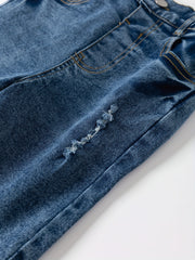 Boys Denim Jeans Cropped Pants Bottoms With Pockets