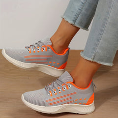 Women's Breathable Knit Sneakers Casual Lace Up Running Shoes