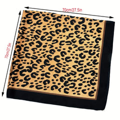 Leopard Print Square Scarf Classic Silk Neckerchief Casual Bandana