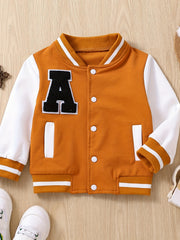 Toddler Contrast Buckle Fall Winter Jacket Baseball Uniform Sports Coat