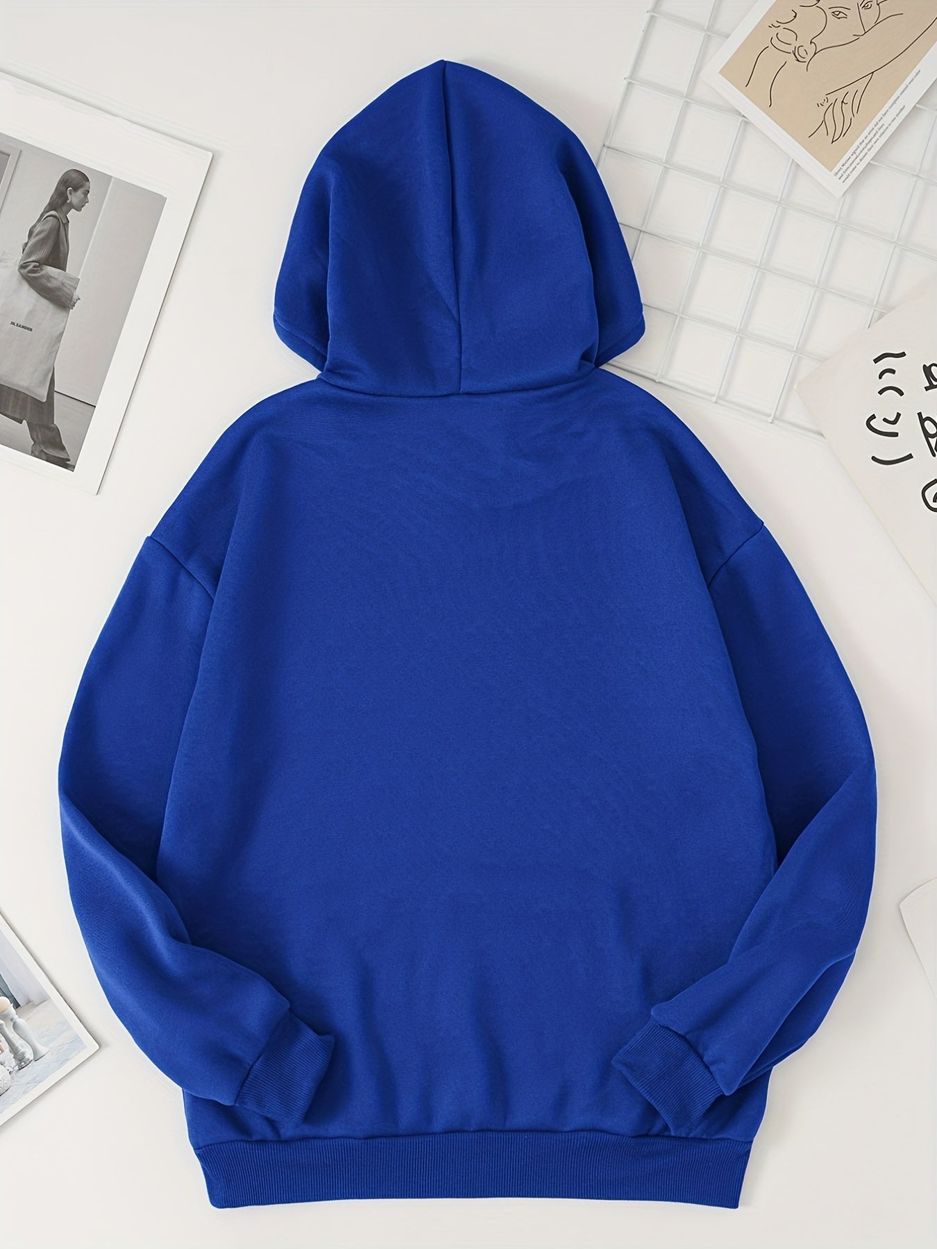 Graphic Print Kangaroo Pocket Hoodie Women's Clothing