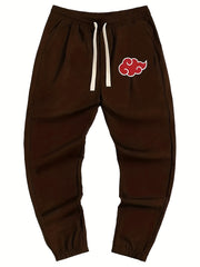 Anime Cloud Print Drawstring Sweatpants Loose Fit Pants Men's Casual Joggers