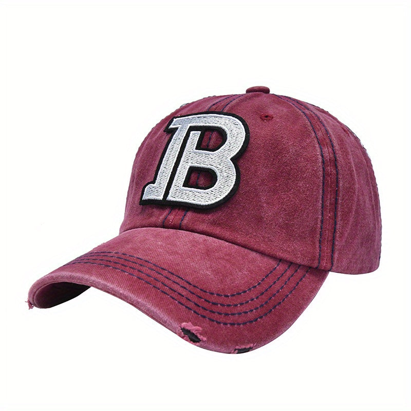 Distressed Washed Cotton Embroidery Baseball Cap Women
