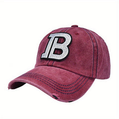 Distressed Washed Cotton Embroidery Baseball Cap Women