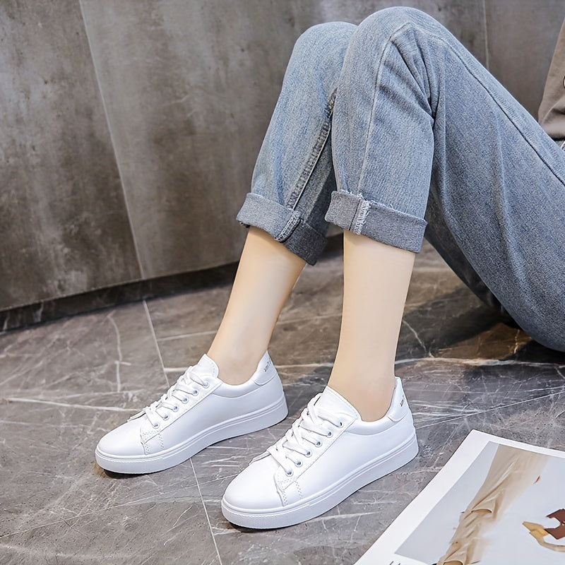 Women's Lace-Up Flat Skate Sneakers Low Top Walking Shoes