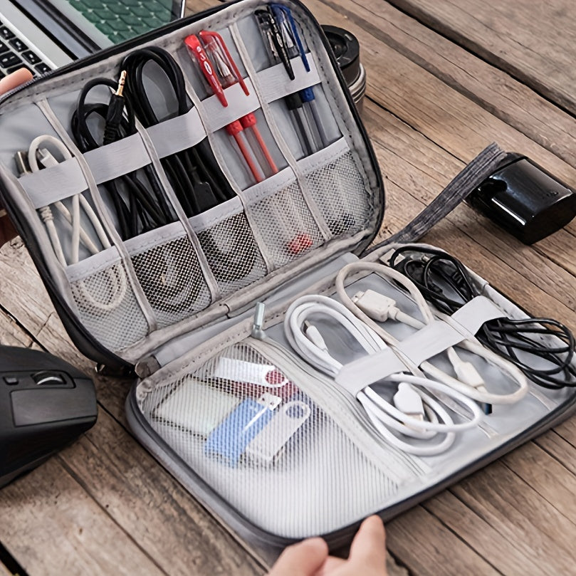 Versatile Data Cable Storage Bag Travel Zipper Electronic Accessories Bag