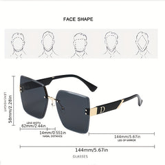 Square Rimless Sunglasses Gradient UV400 Sun Shades Summer Travel