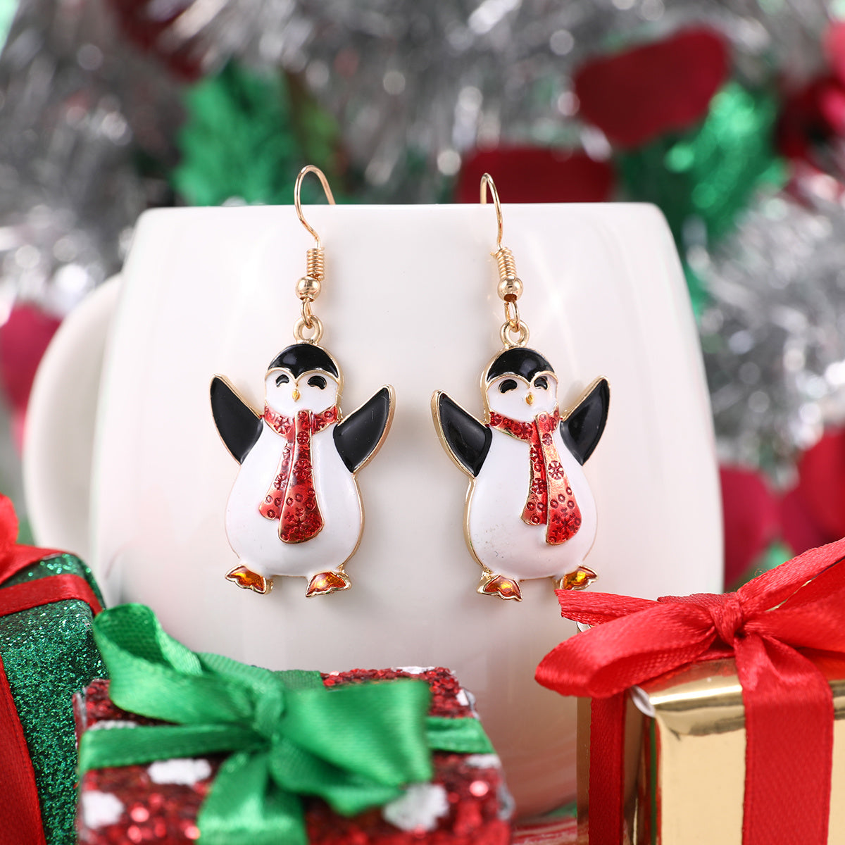 Christmas Series Alloy Pendant Earrings Kids