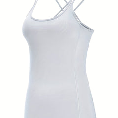 Round Neck Yoga Top Criss Cross Straps Activewear