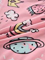 Cat & Strawberry & Rainbow Print Pajama Set