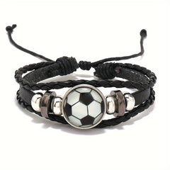 Sporty Style Handwoven Bracelet Basketball Football Beads Charm Woven Rope