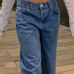 Wide Leg Medium Washed Jeans Loose Fit