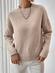 Mock Neck Knit Sweater Long Sleeve