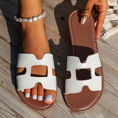 Women's Hollow Out Sandals Open Toe Flat Non slip Slides Shoes