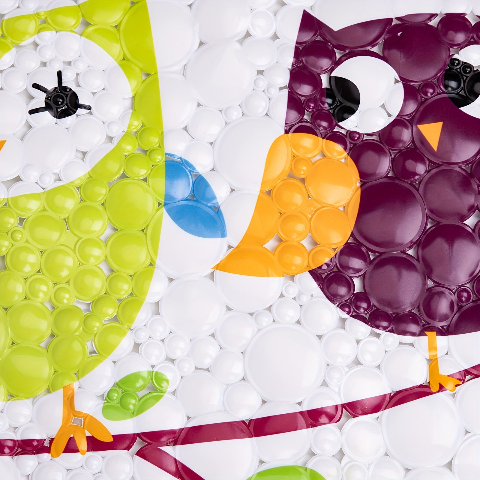 Cartoon Bird Anti-slip Shower Stall Mat with Drain Holes and Suction Cup