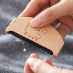 Portable Wooden Lint Remover Fuzz Shaver Cashmere Comb Double Sided Travel Brush