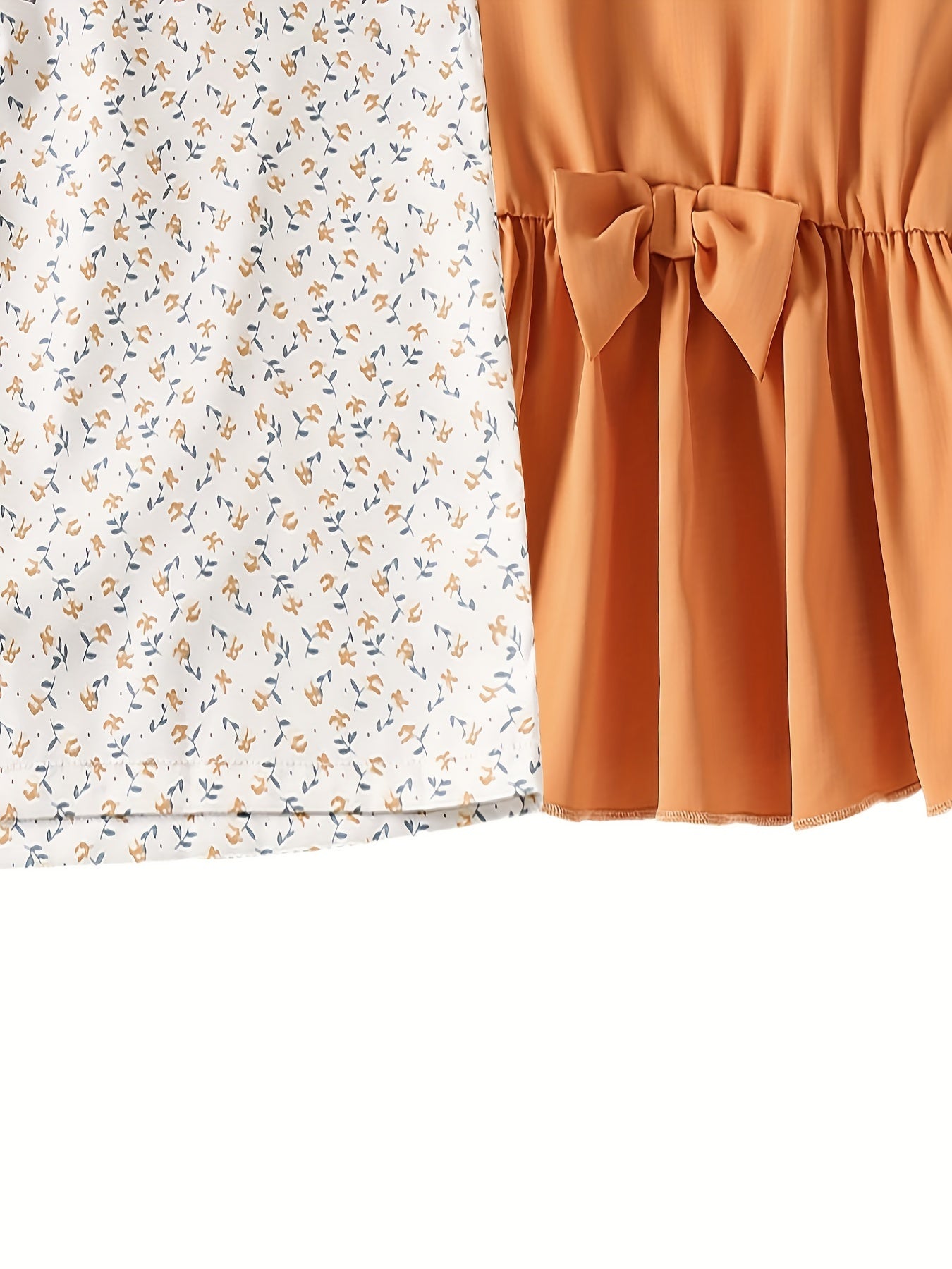 Girls 2pcs Floral Bow Knot Blouse & Cami Top Set Outfit