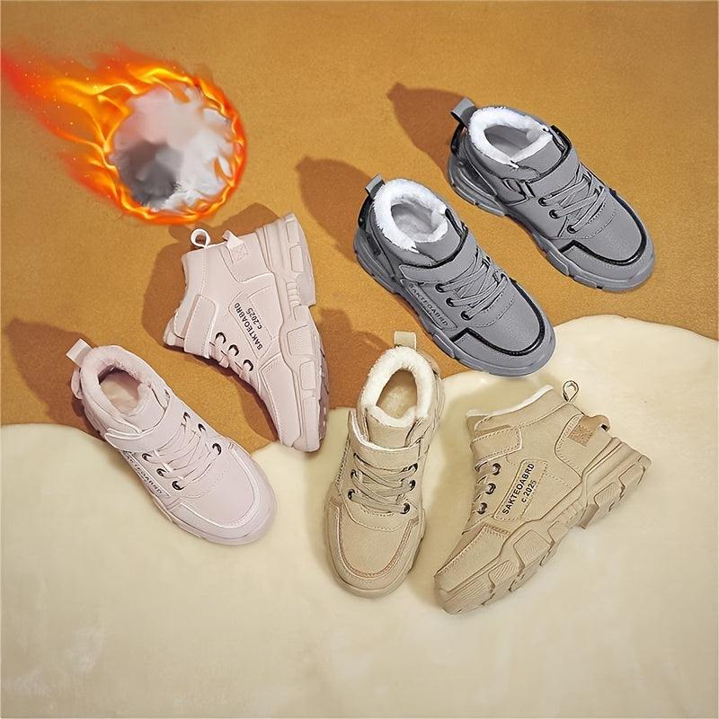 Boy's Snow Boots With Warm Plush Lining Winter Shoes