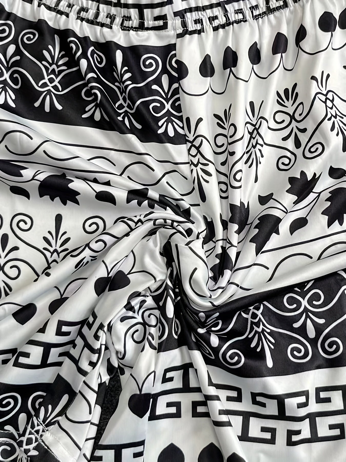 Graphic Print Elastic Waist Shorts Casual Summer Women's Clothing
