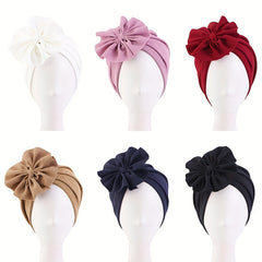 Plate Flower Turban Cap Boho Elastic Head Wrap Beanie Head Scarf Chemo Hats