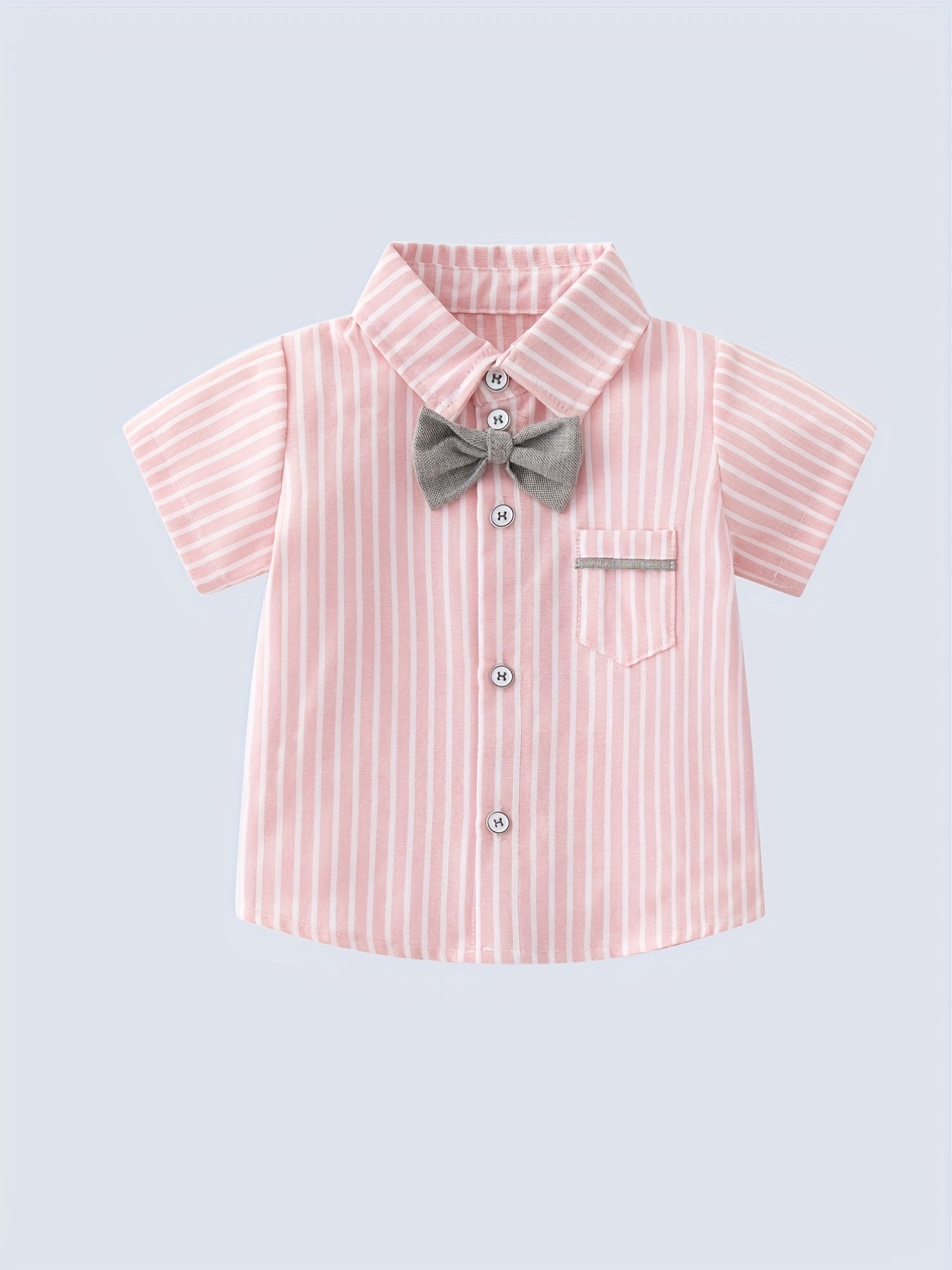 2pcs Baby Boys Striped Shirt & Suspender Shorts Set Gentleman Clothes