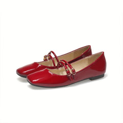 Women's Square Toe Double Buckle Mary Jane Shoes