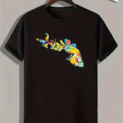 Floral Print Men's Comfy T-shirt for Outdoor Summer