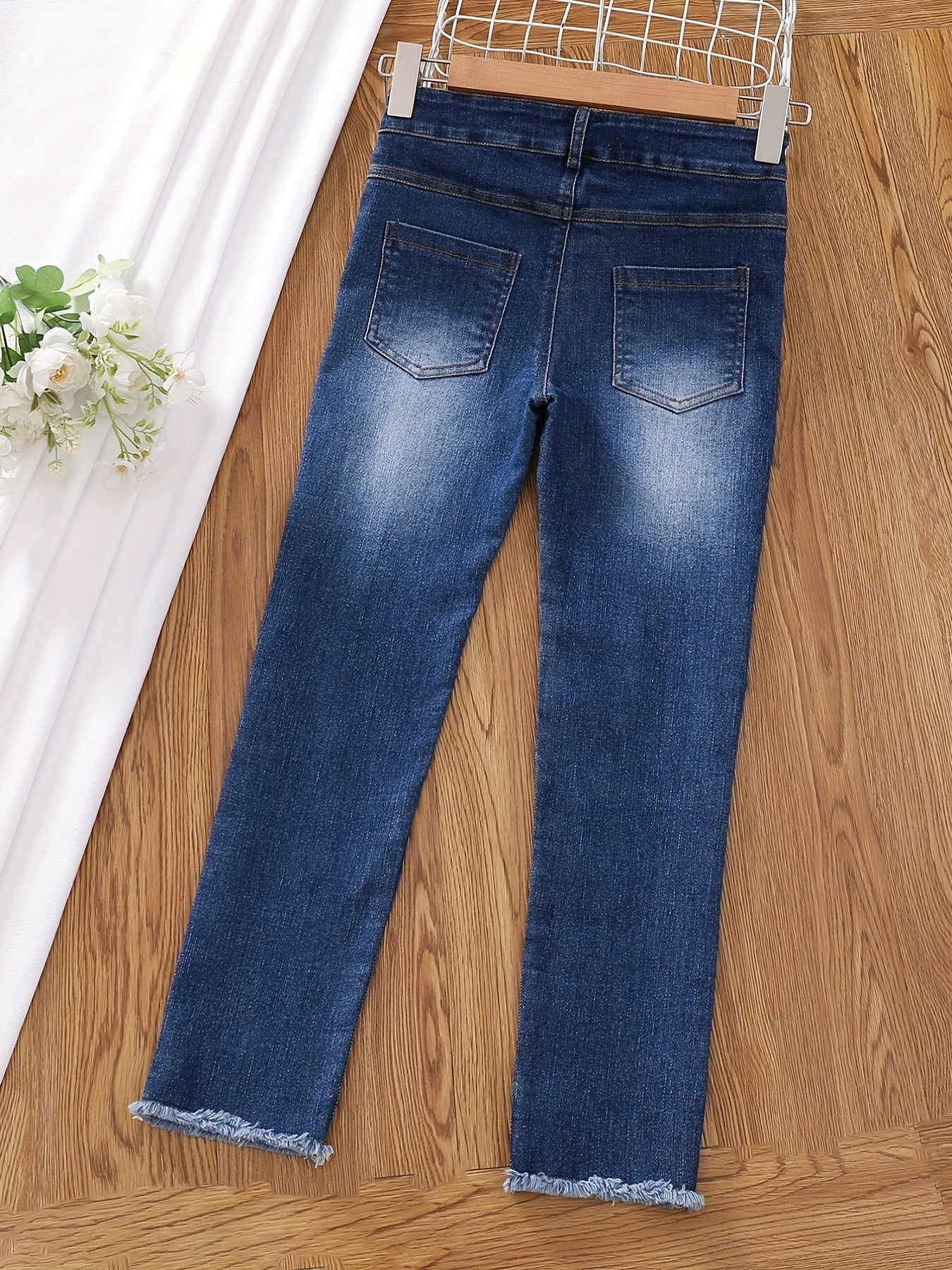 Girls Casual Ripped Skinny Jeans Teen Girls Stretchy Denim Pants