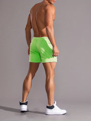 Skull Pattern Active Shorts Men's Stretch Waist Drawstring Summer Fitness