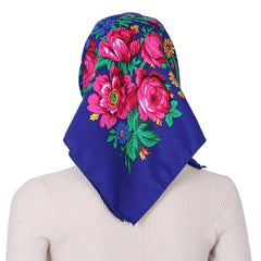 Boho Flower Print Bandana Square Scarf Vintage Hijab Turban Neckerchief