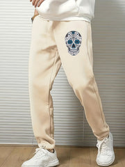 Skull Head Print Men's Sports Pants Drawstring Jogging Trousers