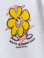 Boys Flower Print Hooded Sweatshirt for Spring Fall