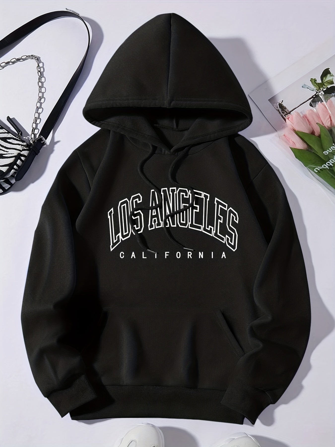 Kangaroo Pocket Preppy Hoodie Casual Long Sleeve Drawstring Hoodies