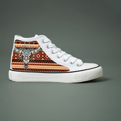 Cow Print Chunky Canvas Sneakers High Top Skate Shoes