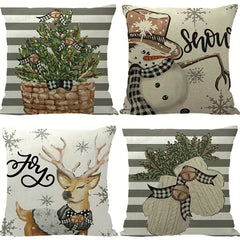 4pcs Christmas Pillow Covers for Living Room Sofa & Outdoor Camping